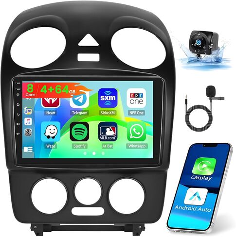 لسيارة VW Beetle 2004-2010 Android 13 ستيريو مع Apple Carplay اللاسلكي، 8 Core 4+64GB 9 بوصة IPS شاشة لمس راديو السيارة 59UI GPS Navigation WiFi 32EQ DSP كاميرا احتياطية in Saudi Arabia