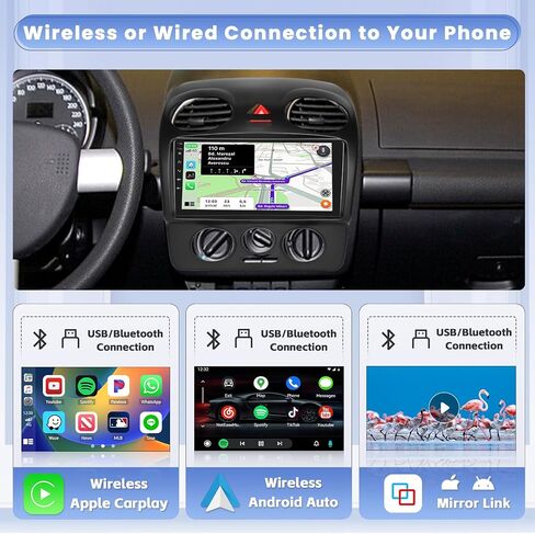 لسيارة VW Beetle 2004-2010 Android 13 ستيريو مع Apple Carplay اللاسلكي، 8 Core 4+64GB 9 بوصة IPS شاشة لمس راديو السيارة 59UI GPS Navigation WiFi 32EQ DSP كاميرا احتياطية in Saudi Arabia