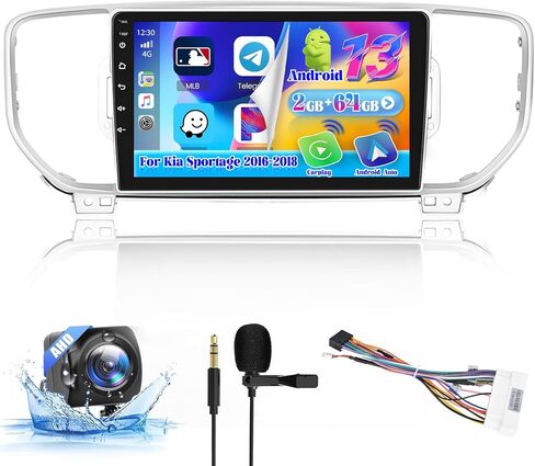Roinvou 2+64G Android CarPlay Stereo for 2016-2018 Kia Sportage, Built-in Wireless CarPlay with Android Auto, 9'' Touch Screen in-Dash GPS Navigation Support Mirror Link BT FM RDS AHD WiFi in Saudi Arabia