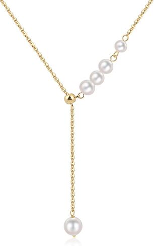 18K Gold Plated Pearl Lariat Necklace Y Shaped Pearl Drop Necklace Long Pearls Necklace for Women Jewelry in Saudi Arabia