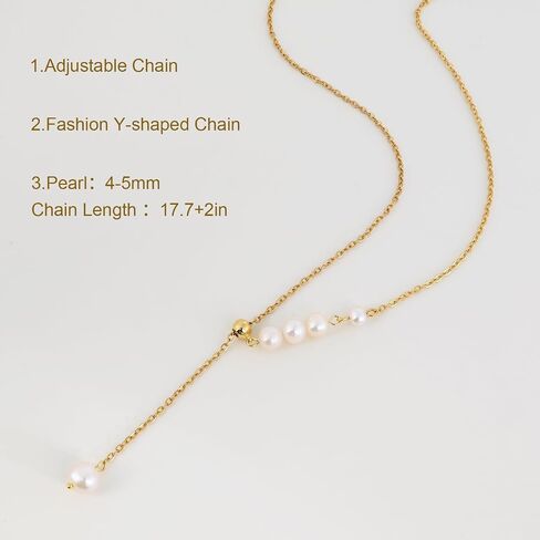 18K Gold Plated Pearl Lariat Necklace Y Shaped Pearl Drop Necklace Long Pearls Necklace for Women Jewelry in Saudi Arabia