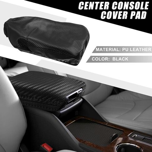 Car Armrest Cover for Dodge Challenger 2015-2022 - Black Carbon Fiber Pattern, Waterproof, Scratch-Resistant, and Comfortable | for Car Accessories in Saudi Arabia