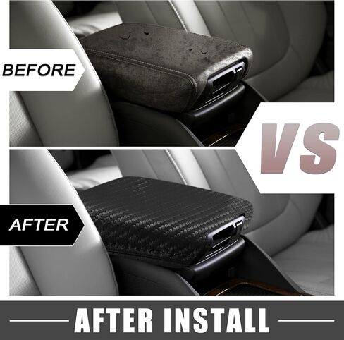 Car Armrest Cover for Dodge Challenger 2015-2022 - Black Carbon Fiber Pattern, Waterproof, Scratch-Resistant, and Comfortable | for Car Accessories in Saudi Arabia