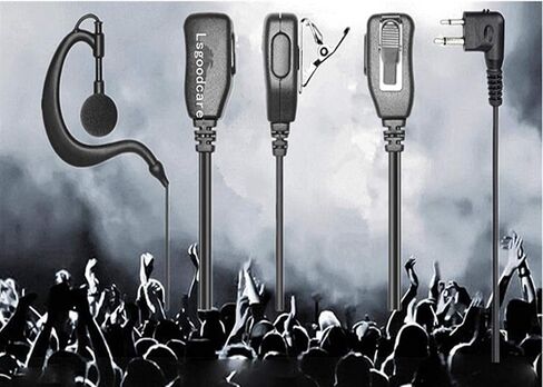 Lsgoodcare 2 Pin Advanced G Shape Earhook Police Earpiece سماعة أذن PTT وميكروفون متوافق مع Motorola Two Way Radio CP040 CP200 CP100 CLS1110 GP2000 VL50 Security Walkie Talkie Pack in Kuwait
