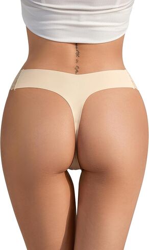 DEANGELMON Lace Thongs for Women T-back Underwear Seamless No Show Panties Ladies Stretch Multi Pack in Saudi Arabia