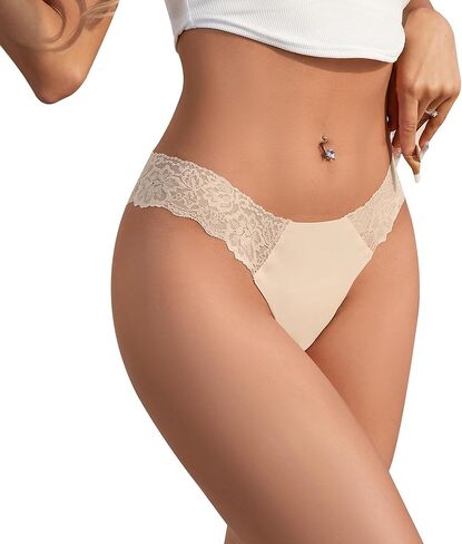 DEANGELMON Lace Thongs for Women T-back Underwear Seamless No Show Panties Ladies Stretch Multi Pack in Saudi Arabia