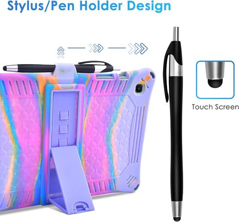 DETUOSI Case for Samsung Galaxy Tab S6 Lite 10.4" 2024/2022/2020 with Stylus Pen & Shoulder Strap (Model SM-P620/P625/P613/P619/P610/P615/P617), Multi-Angle Silicone Cover, Black in Saudi Arabia