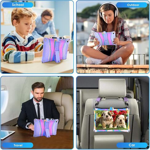 DETUOSI Case for Samsung Galaxy Tab S6 Lite 10.4" 2024/2022/2020 with Stylus Pen & Shoulder Strap (Model SM-P620/P625/P613/P619/P610/P615/P617), Multi-Angle Silicone Cover, Black in Saudi Arabia