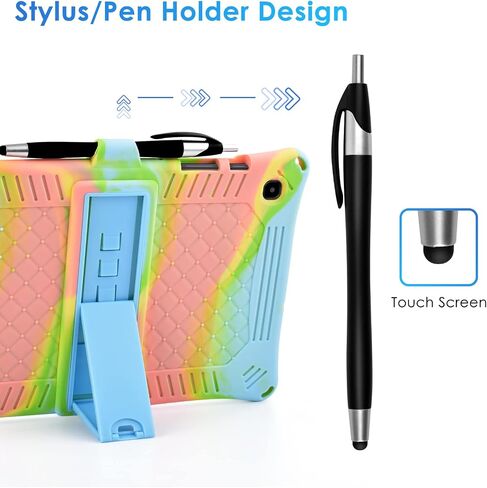 DETUOSI Case for Samsung Galaxy Tab S6 Lite 10.4" 2024/2022/2020 with Stylus Pen & Shoulder Strap (Model SM-P620/P625/P613/P619/P610/P615/P617), Multi-Angle Silicone Cover, Black in Saudi Arabia