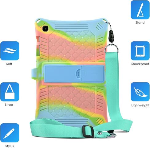 DETUOSI Case for Samsung Galaxy Tab S6 Lite 10.4" 2024/2022/2020 with Stylus Pen & Shoulder Strap (Model SM-P620/P625/P613/P619/P610/P615/P617), Multi-Angle Silicone Cover, Black in Saudi Arabia