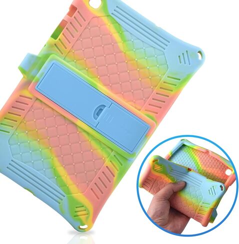 DETUOSI Case for Samsung Galaxy Tab S6 Lite 10.4" 2024/2022/2020 with Stylus Pen & Shoulder Strap (Model SM-P620/P625/P613/P619/P610/P615/P617), Multi-Angle Silicone Cover, Black in Saudi Arabia