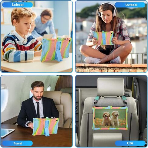DETUOSI Case for Samsung Galaxy Tab S6 Lite 10.4" 2024/2022/2020 with Stylus Pen & Shoulder Strap (Model SM-P620/P625/P613/P619/P610/P615/P617), Multi-Angle Silicone Cover, Black in Saudi Arabia