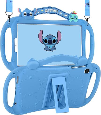 حافظة عصرية ممتعة لجهاز Galaxy Tab A7 Lite مقاس 8.7 بوصة بتصميم لطيف ثلاثي الأبعاد لشخصية كرتونية Kawaii رائعة ومضحكة وناعمة للفتيات والأولاد والمراهقين والبنات لهاتف Samsung Galaxy Tab A7 Lite مقاس 8.7 بوصة أغطية أجهزة لوحية مع حامل حزام in Saudi Arabia