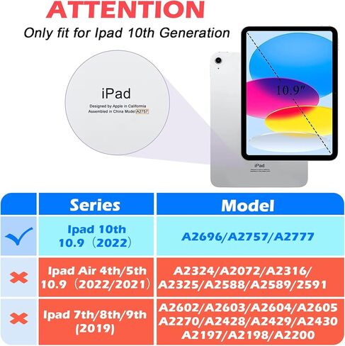 AVAWO Kids Case for iPad 10th Generation 10.9 Inch 2022, iPad 10.9 Cover, [Tempered Glass Film] [Shoulder Strap] [360°Rotating] Kickstand Shockproof Kids Child Case for iPad 10th Gen 10.9" 2022, Red in Saudi Arabia