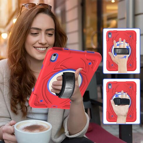 AVAWO Kids Case for iPad 10th Generation 10.9 Inch 2022, iPad 10.9 Cover, [Tempered Glass Film] [Shoulder Strap] [360°Rotating] Kickstand Shockproof Kids Child Case for iPad 10th Gen 10.9" 2022, Red in Saudi Arabia