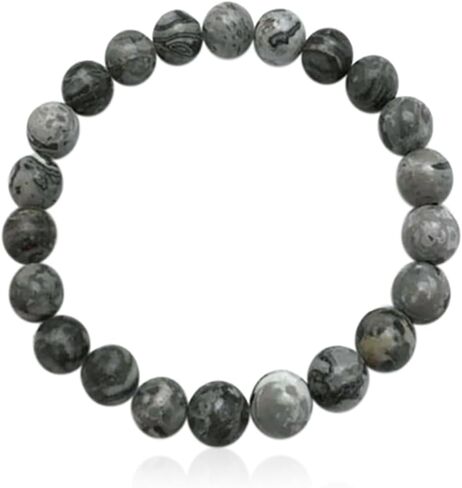 RIAH FASHION Stone Beaded Stretch Yoga Prayer Friendship Bracelet - Healing Lava Semi Precious Natural Gem Quartz, Mermaid Glass Glowing Bead Strand Bangle Cuff in Saudi Arabia