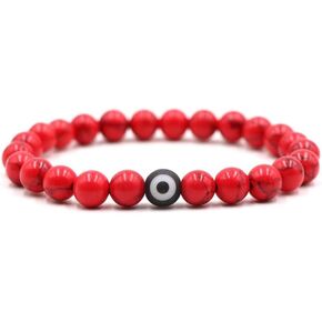 8mm Natural Stone Chakra Bead Evil Eye Stretch Bracelets Lukcy Protection Lava Rock Healing Balancing Stress Relief Yoga Bracelet for Women and Men
