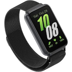Compatible for Samsung Galaxy Fit 3 Band, Stainless Steel Mesh Loop Adjustable Magnetic Clasp Smartwatch Strap Wristband for Galaxy Fit3 SM-R390