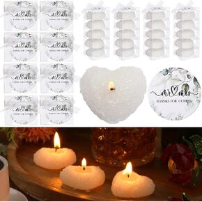 Qilery 100 Pcs Heart Shaped Scented Candles Wedding Gift Bridal Shower Favors White Tealight Candles Bulk Boxed with Thanks Cards Romantic Valentine's Candles Wedding Souvenirs Gifts for Guests
