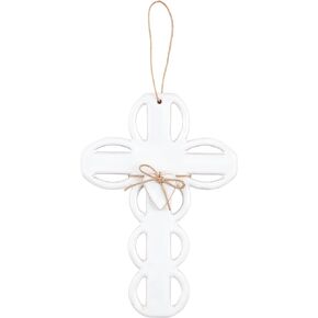 Mud Pie Scalloped Ceramic Cross, Large