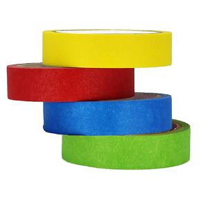 4 Rolls Colored Masking Tape, Washi Tape, 0.59 inch Wide by 22 Yard, Painters Tape for Arts & Crafts, School Projects, Labeling, Party Decorations