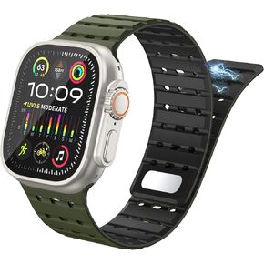 Delidigi Magnetic Band Compatible for Apple Watch Band 49mm 45mm 44mm 42mm for Men Women, Soft Silicone Strap Breathable Wide Sport Band for iWatch Ultra 2 Series SE 9 8 7 6 5 4 3