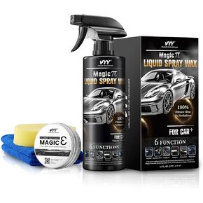 Car Wax +Cleaner Paste, 3in1 High Protection Quick Car Coating Spray Wax, Quick Shine, Magic Car Wax Kit, Cleaning Supplies, With Microfiber Cleaning Cloth & Car Wax Applicator Pad, 16 Fl Oz+2 Oz