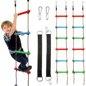 2 حزمة 7.2 قدم تسلق حبل سلم النينجا معلقة حبل سلم أرجوحة مجموعة الملحقات للأطفال عقبة التدريب الغابة الصالة الرياضية الفناء الخلفي ملعب Treehouse مسرح اللعب المعدات in Kuwait