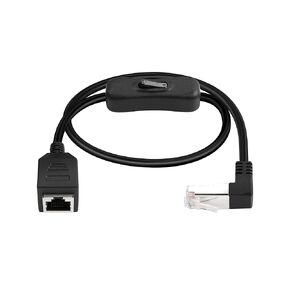 GINTOOYUN Ethernet Extension Cable 90 Degree Angled RJ45 Male to Female Network Cable,CAT5 Ethernet Male to Female Connector Cable with Switch,for PC, Router,Laptop (0.6/Angled Down)