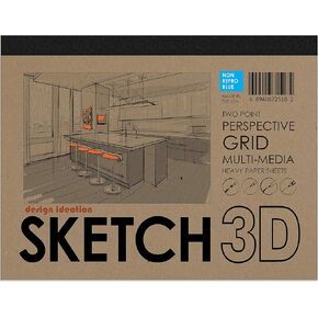 تصميم الأفكار SKETCH لوحة ورق شبكية ثلاثية الأبعاد. وسادة ورقية متعددة الوسائط لأقلام الرصاص والحبر وأقلام التحديد والألوان المائية. رائعة للفن والتصميم والتعليم. شبكة منظور ذات نقطتين. (الشبكة الرمادية) in Kuwait