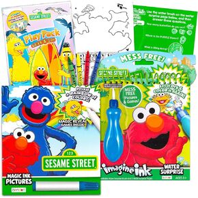 Sesame Street Coloring Book Bundle - 3 Pack Sesame Street Activity Set with Mess Free Coloring Book, Paint with Water Book, and More