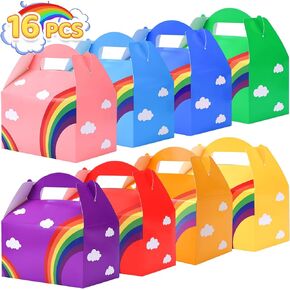 JOHOUSE 16PCS Party Favor Boxes, Paper Gift Boxes Candy Treat Box Assorted Colors for Kids Birthday Party Wedding Decorations