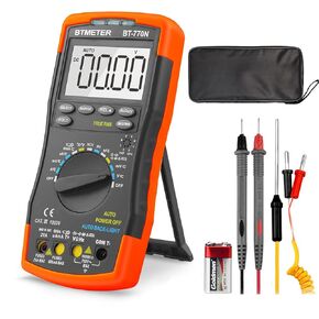 BTMETER BT-90EPC Digital Multimeter, Auto-Ranging AC/DC Volt Amp Ohm Temperature Electric Multi-Tester, w/USB to PC Link Sync for Data Logging