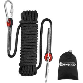 Climbing Rope 8(5/16in),10mm (3/8in), High Strength Accessory Cord Rope with 2 Steel Hooks, for Outdoor Rescue Rappelling Rope Down Cliffs ledges Safety Escape Tow Strap Equipment(Blue) in Saudi Arabia
