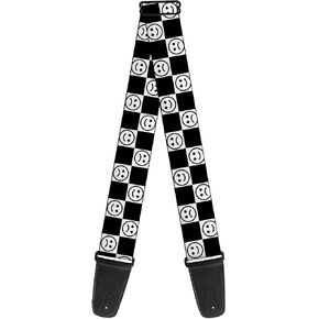 Buckle-Down Guitar Strap, Smiley Sad Face Checker Black White, 2 Inches Wide