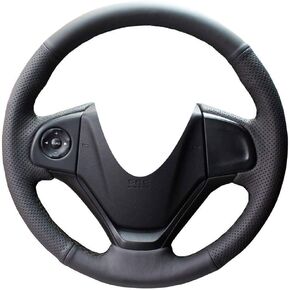 Eiseng DIY Stitching Steering Wheel Cover for Honda CRV CR-V SUV 2012 2013 2014 2015 2016 Interior Accessories 15 inches Stitch on Wrap Genuine Leather (Black Thread)