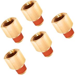 1/4 NPT to 1/8 NPT Brass Adapter, 1/4 to 1/8 NPT Reducer, 1/4 Female to 1/8 Male Adapter, Brass Adapter for Air Compressors, Tire Pressure Gauges, Pack of 5