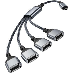 Basesailor USB C Male to Four USB Female Cable Adapter 1FT,Thunderbolt 3 to 4 Type A 2.0 Port Splitter Dongle Cord Converter Connector Multiple Multi Hub for iMac,MacBook,iPad Pro Air 4 5,PC Laptop
