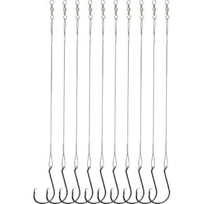 Beoccudo Circle Hooks Rigs Saltwater Steel Leader Wire, 25pcs Heavy Duty Circle Hook with Leader Wire Bass Catfish Fishing Lure Rig