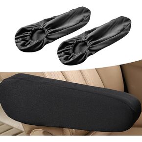 2 PCS Car Seat Armrest Cover, Full-Cover Breathable Armrest Protective Cover with Fabric High-Elasticity Closing, Decorative Modification Accessory, Suitable for Most Car Models (Beige)