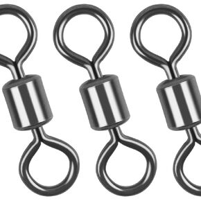VATEICO Rolling Barrel Swivels,Black Nickle Stainless Steel Fishing Swivel Snaps Lure Connector Salt Swivel Fishing Tackle for Saltwater Freshwater
