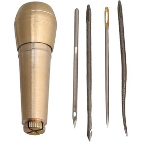 Yibuy Leather Sewing Kit Leather Sewing Cone Head with 2 Pieces Copper HandleSewing Tools for Beginner Learners