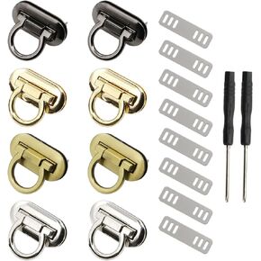8 Sets Ring Turn Lock Clasp Purse Closure Twist Locks Fasteners Clip Clasp Buckles for DIY Handbag Shoulder Bag Closure Purse Making Supplies with Mini Screwdriver (4 Colors) in Kuwait