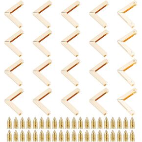 GOMAKERER 20 Sets Metal Purse Corner Protectors, Light Gold L-Shaped Metal Corner for Bag Edges Protector Screw-in Bag Corner Clip for Bag Edge Buckle for DIY Purse Decor