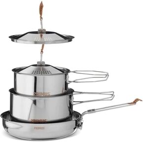 Primus | Stainless Steel Campfire Cookset | Nesting Pots & Pan for Camping and Outdoor Cooking