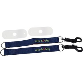 chubuddy Embroidered Chewy Holder Set (2), 2 embroidered navy tether-bracelets & 2 natural straps