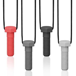 Chew Necklaces for Sensory Kids, 4 PCS Silicone Teething Chewy Necklace for Baby, Autism Toys for ADHD Fidgets Kids, Autistic Chewing Teethers for Babies/Toddlers/Infant/Children/Adults