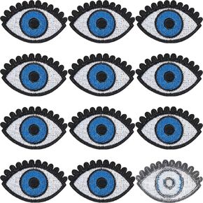 GORGECRAFT 15Pcs Blue Eye Iron on Patch Embroidered Patches Applique Sew on Eyes Eyeball Embroidery Goth Punk Retro Appliqued Cloth Badge for Clothing Accessories Jeans Hats Bags Jackets Decor