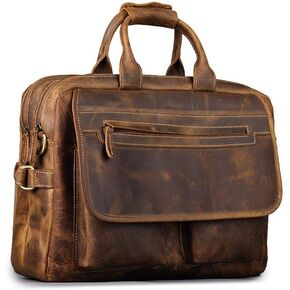 Vintage Buffalo Hide Office Briefcase 17 Inch Laptop Bag, Mens Messenger Shoulder Bags, College School Satchel Handbag in Saudi Arabia