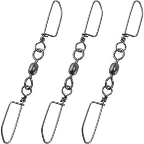 Alwonder 30PCS Double Snap Swivels, Trolling Planer Board Line Release Clips, High Strength Stainless Steel Coastlock Snaps with Black Nickel Coating, Saltwater Barrel Swivels Connector